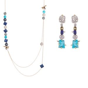 ALEXIS BITTAR • Stone Turquoise Hornet Necklace Earrings Set